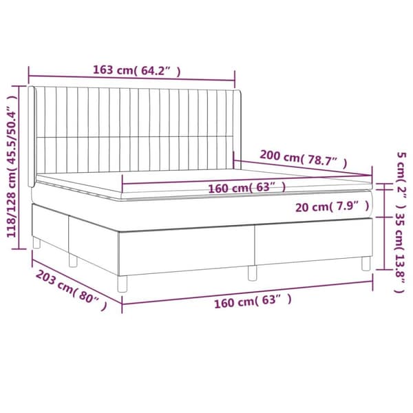 vidaXL Ramsäng med madrass mörkbrun 160x200 cm tyg