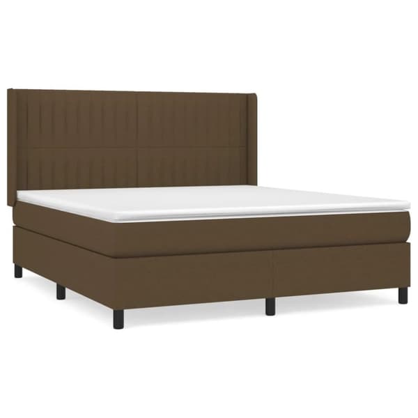 vidaXL Ramsäng med madrass mörkbrun 160x200 cm tyg