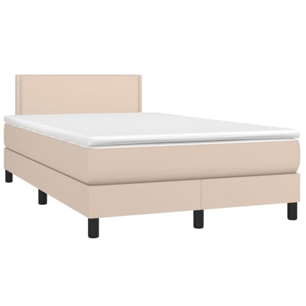 vidaXL Ramsäng med bäddmadrass cappuccino 120x200 cm konstläder