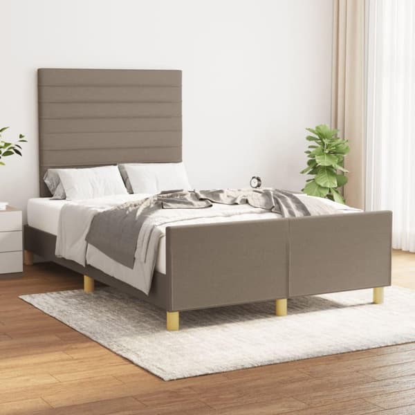 vidaXL Sängram med huvudgavel taupe 120x200 cm tyg