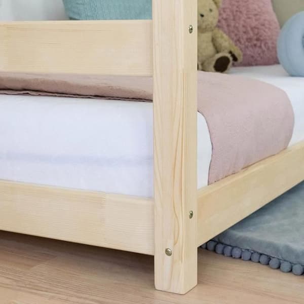 TERY barnhyttsäng - Benlemi - Massivt trä - Naturlig - 90 x 200 cm - Spröjs - Montessori