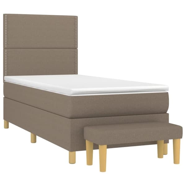 vidaXL Ramsäng med madrass taupe 90x200 cm tyg