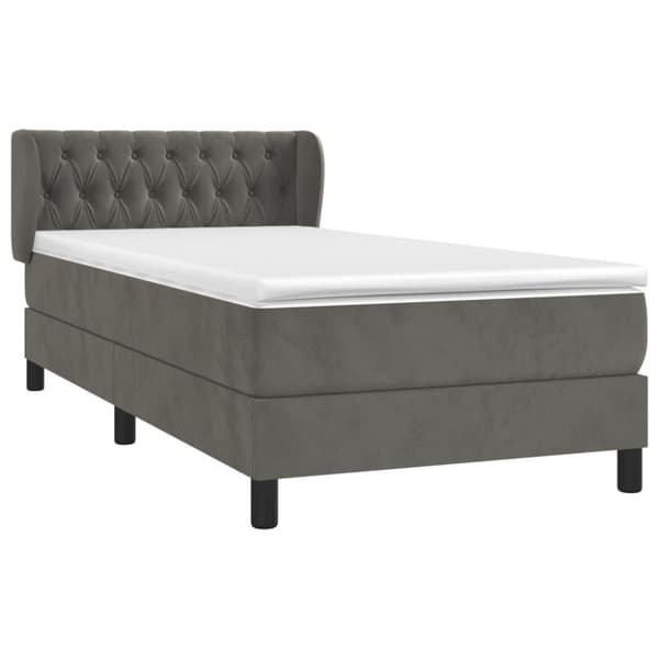 vidaXL Ramsäng med madrass mörkgrå 100x200 cm sammet