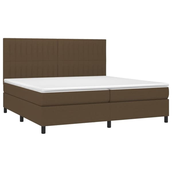 vidaXL Ramsäng med madrass & LED mörkbrun 200x200 cm tyg