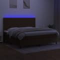 Miniatyrbild 4 av 8: vidaXL Ramsäng med madrass & LED mörkbrun 200x200 cm tyg