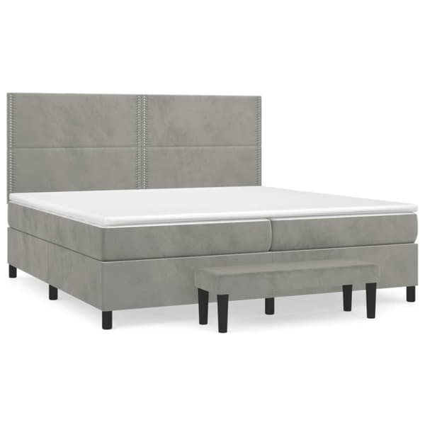 vidaXL Ramsäng med madrass ljusgrå 200x200 cm sammet