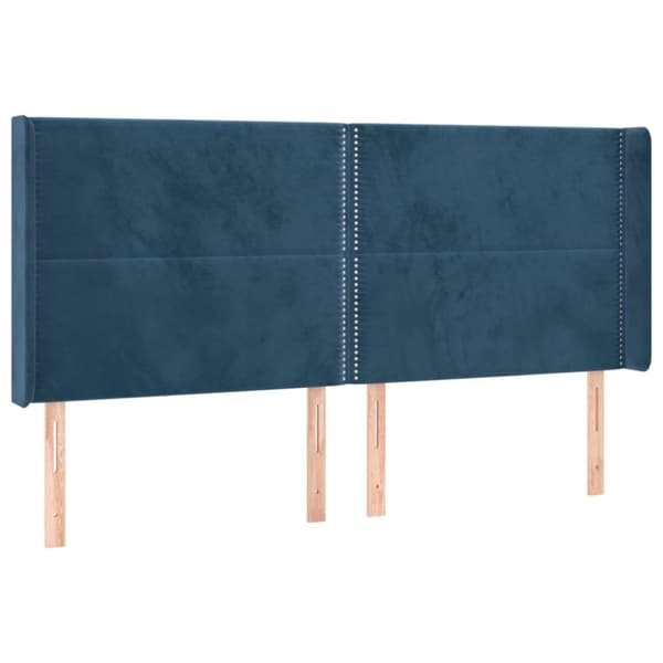 vidaXL Ramsäng med madrass & LED mörkblå 200x200 cm sammet