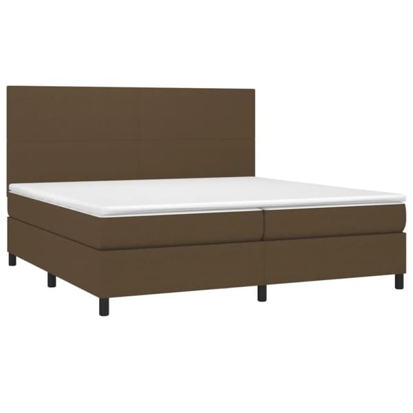 vidaXL Ramsäng med madrass & LED mörkbrun 200x200 cm tyg