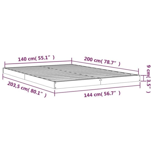 vidaXL Sengeramme hvit 140x200 cm heltre furu