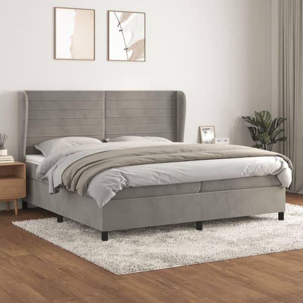 vidaXL Ramsäng med madrass ljusgrå 200x200 cm sammet