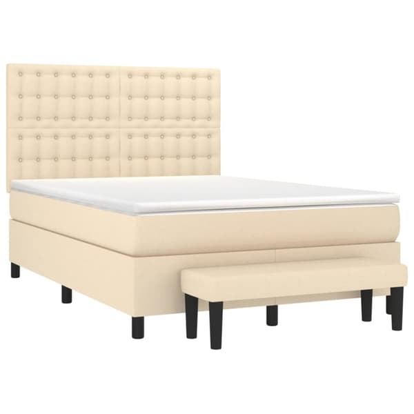 vidaXL Ramsäng med madrass gräddvit 140x190 cm tyg