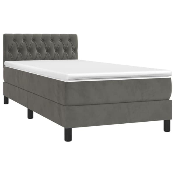 vidaXL Ramsäng med madrass mörkgrå 90x200 cm sammet