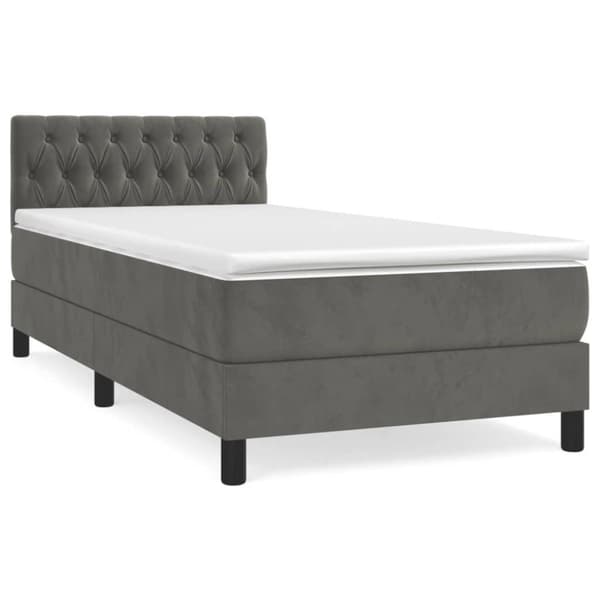 vidaXL Ramsäng med madrass mörkgrå 90x200 cm sammet