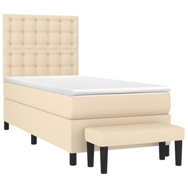 vidaXL Ramsäng med madrass gräddvit 90x200 cm tyg