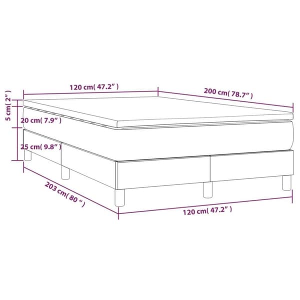 vidaXL Ramsäng med madrass gräddvit 120x200 cm tyg