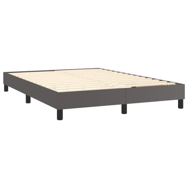 vidaXL Ramsäng med madrass grå 140x200 cm konstläder