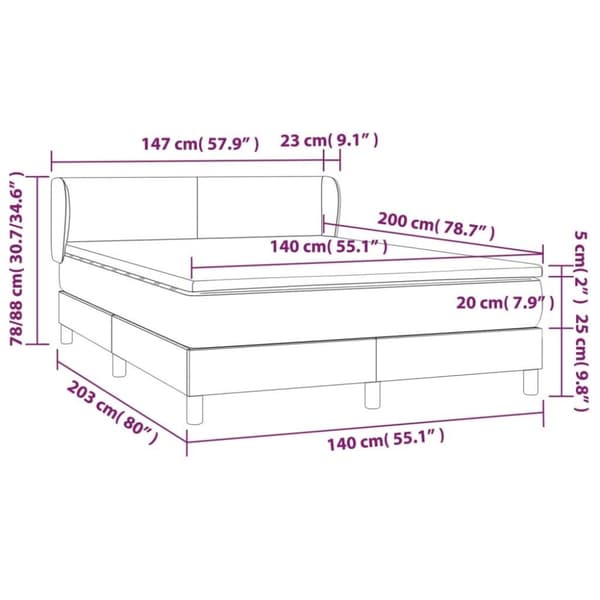 vidaXL Ramsäng med madrass grå 140x200 cm konstläder