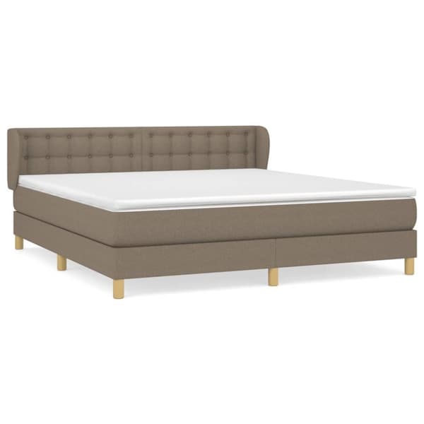vidaXL Ramsäng med madrass taupe 160x200 cm tyg