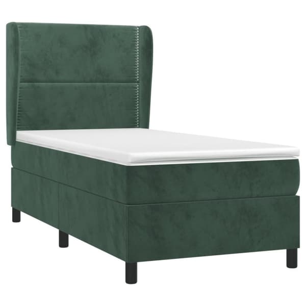 vidaXL Ramsäng med madrass mörkgrön 80x200 cm sammet