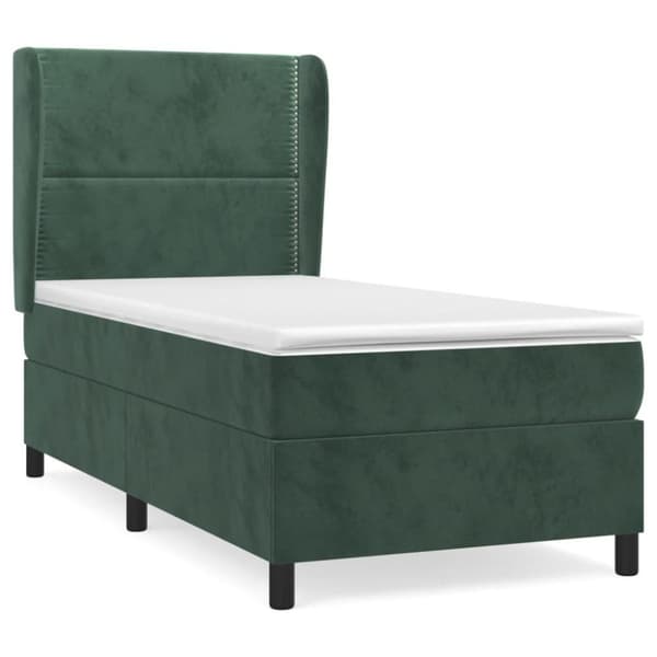 vidaXL Ramsäng med madrass mörkgrön 80x200 cm sammet