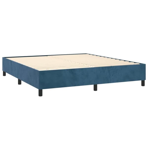 vidaXL Ramsäng med madrass mörkblå 200x200 cm sammet