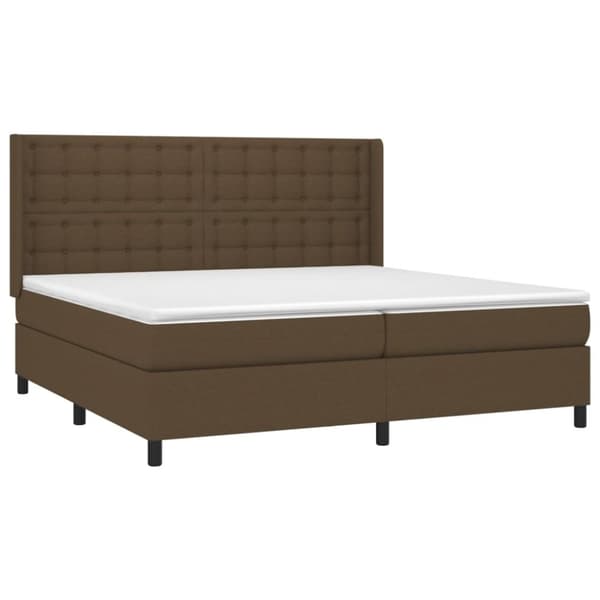 vidaXL Ramsäng med madrass & LED mörkbrun 200x200 cm tyg