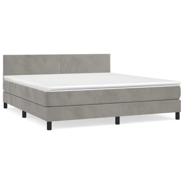 vidaXL Ramsäng med madrass ljusgrå 160x200 cm sammet
