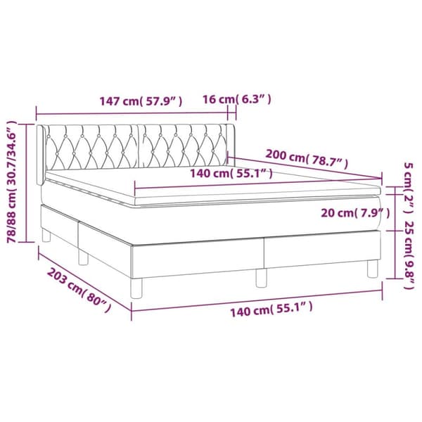vidaXL Ramsäng med madrass blå 140x200 cm tyg