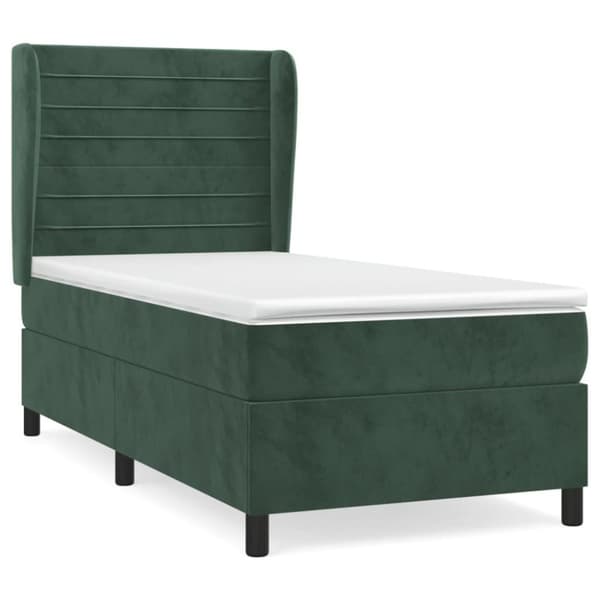 vidaXL Ramsäng med madrass mörkgrön 80x200 cm sammet
