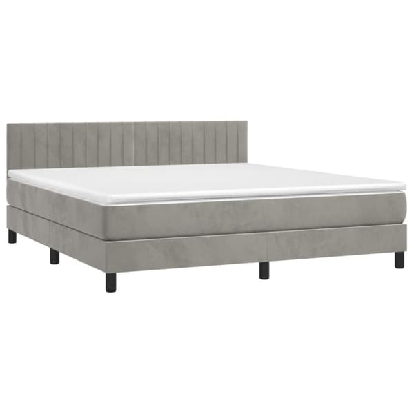 vidaXL Ramsäng med madrass ljusgrå 160x200 cm sammet
