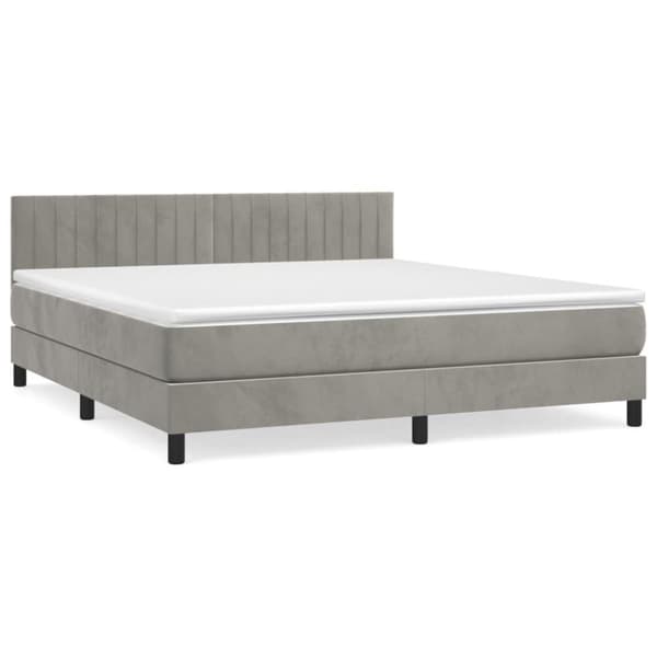 vidaXL Ramsäng med madrass ljusgrå 160x200 cm sammet