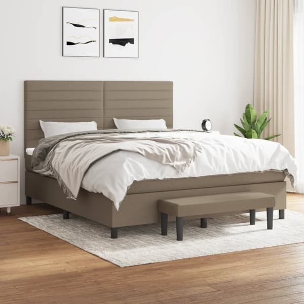 vidaXL Ramsäng med madrass taupe 160x200 cm tyg