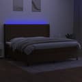 Miniatyrbild 3 av 8: vidaXL Ramsäng med madrass & LED mörkbrun 200x200 cm tyg