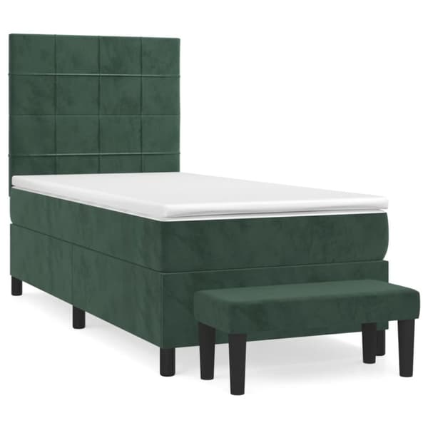 vidaXL Ramsäng med madrass mörkgrön 90x190 cm sammet