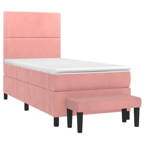 vidaXL Ramsäng med madrass rosa 80x200 cm sammet