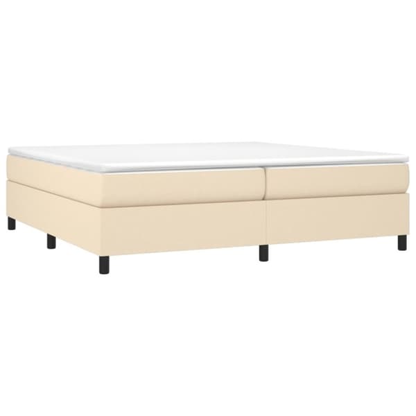 vidaXL Ramsäng med madrass gräddvit 200x200 cm tyg