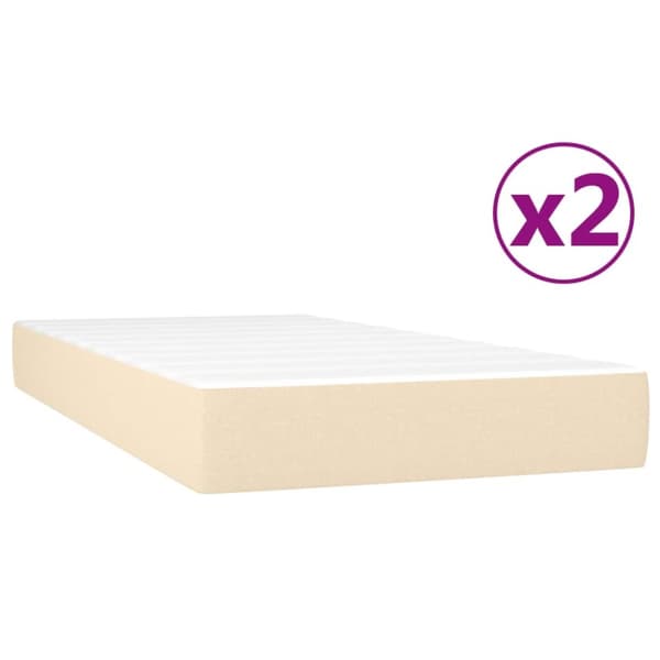 vidaXL Ramsäng med madrass gräddvit 200x200 cm tyg
