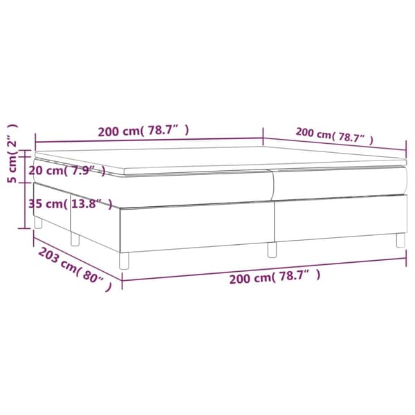 vidaXL Ramsäng med madrass gräddvit 200x200 cm tyg