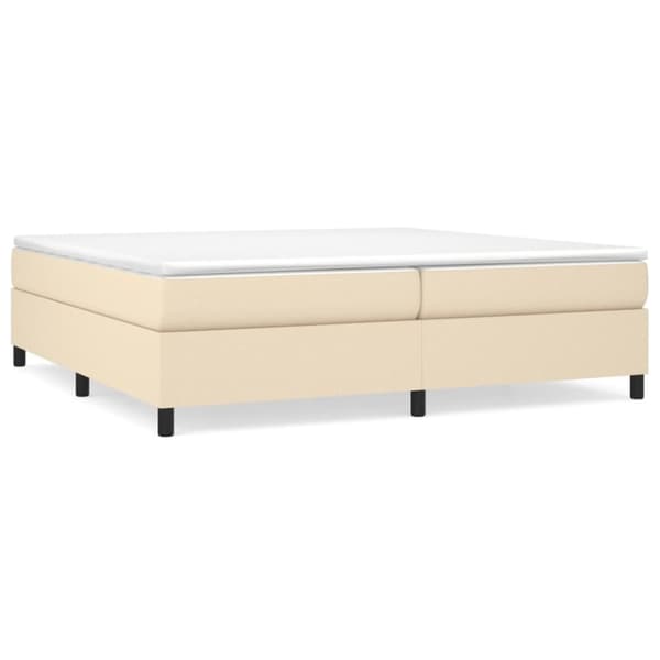 vidaXL Ramsäng med madrass gräddvit 200x200 cm tyg