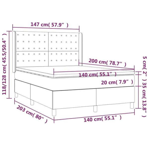 vidaXL Ramsäng med madrass svart 140x200 cm sammet