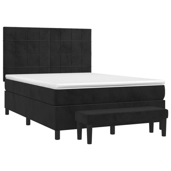 vidaXL Ramsäng med madrass svart 140x200 cm sammet