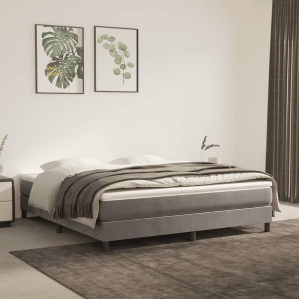 vidaXL Ramsäng med madrass ljusgrå 180x200 cm sammet