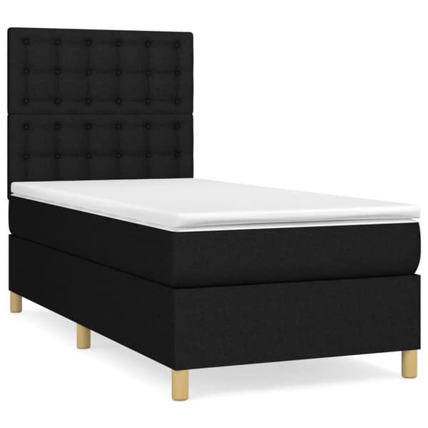 vidaXL Ramsäng med madrass svart 80x200 cm tyg