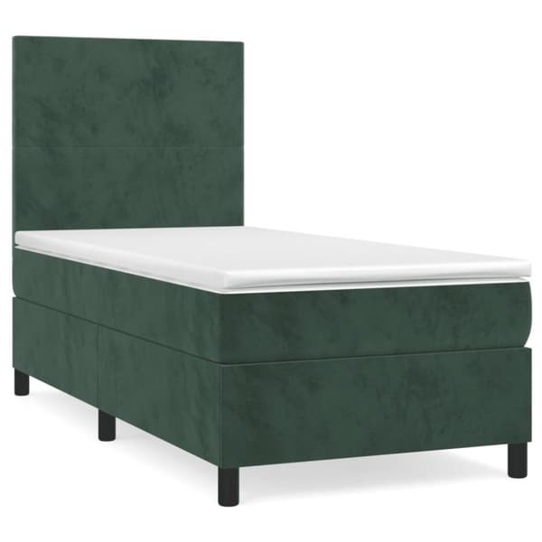 vidaXL Ramsäng med madrass mörkgrön 80x200 cm sammet
