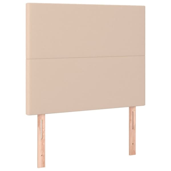 vidaXL Ramsäng med bäddmadrass & LED cappuccino 90x200 cm konstläder