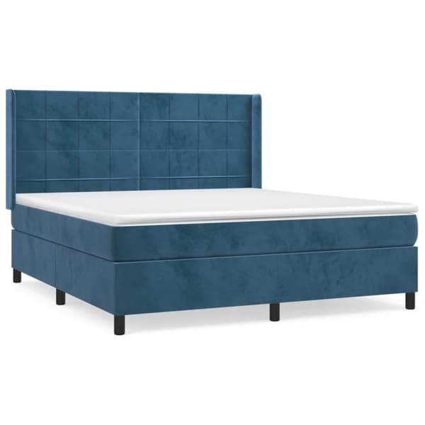 vidaXL Ramsäng med madrass mörkblå 180x200 cm sammet