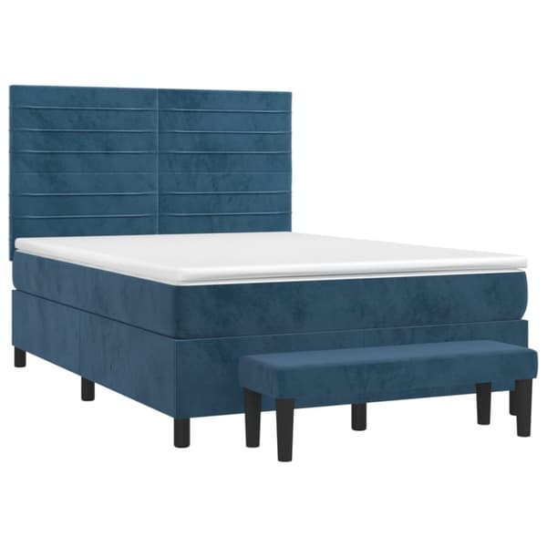 vidaXL Ramsäng med madrass mörkblå 140x190 cm sammet