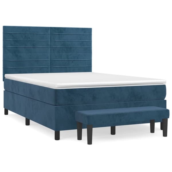 vidaXL Ramsäng med madrass mörkblå 140x190 cm sammet