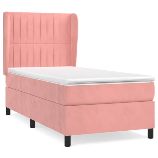 vidaXL Ramsäng med madrass rosa 80x200 cm sammet