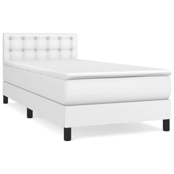 vidaXL Ramsäng med madrass vit 90x190 cm konstläder